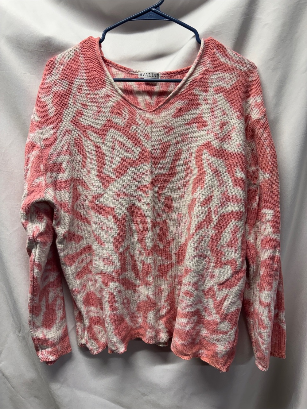 Avalin Pink & Cream V-Neck Knit Sweater